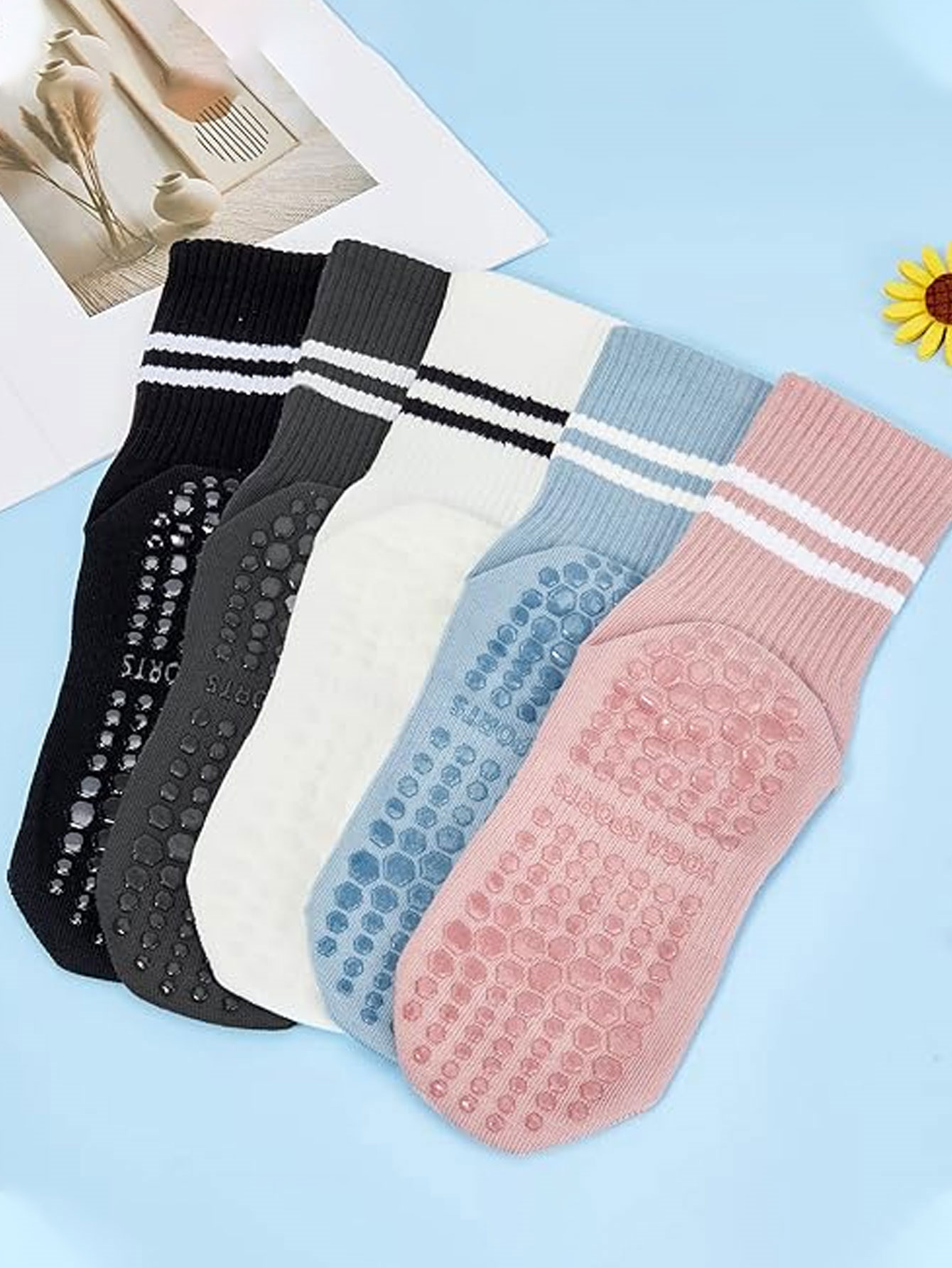 3 أزواج من جوارب اليوغا، جوارب - مراجعة Grip Sock Yoga وسعره